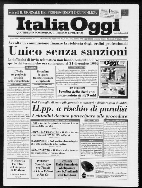 Italia oggi : quotidiano di economia finanza e politica